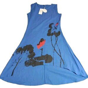 Hi Lo ZeCoo Sleeveless Blue Lightweight Dress Size L Cotton Blend